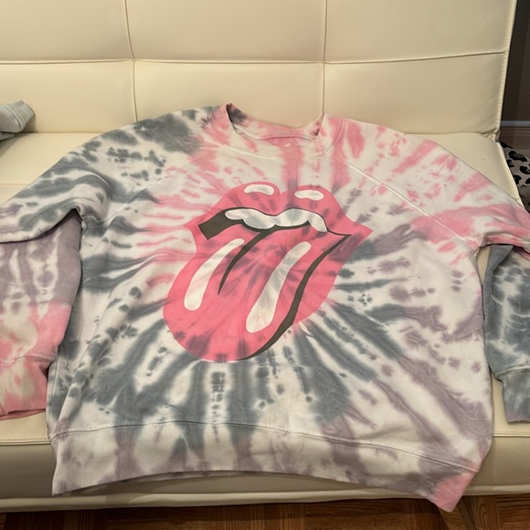 American Eagle Tie dye Rolling Stones tongue logo sweatshirt ladies XS - Picture 2 of 4